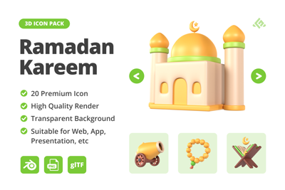 20 Ramadan Kareem 3d pack of graphics and illustrations