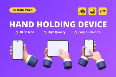 10 Hand Holding Devices 3d pack of graphics and illustrations