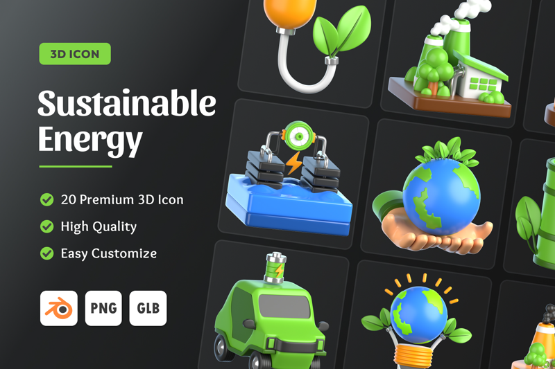 18 Sustainable Energy 3d pack of graphics and illustrations