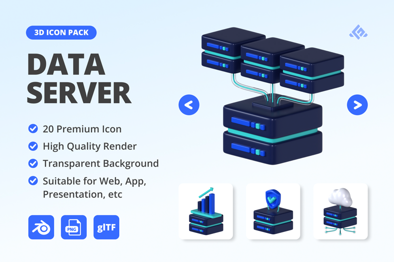 20 Daten-Server 3d pack of graphics and illustrations