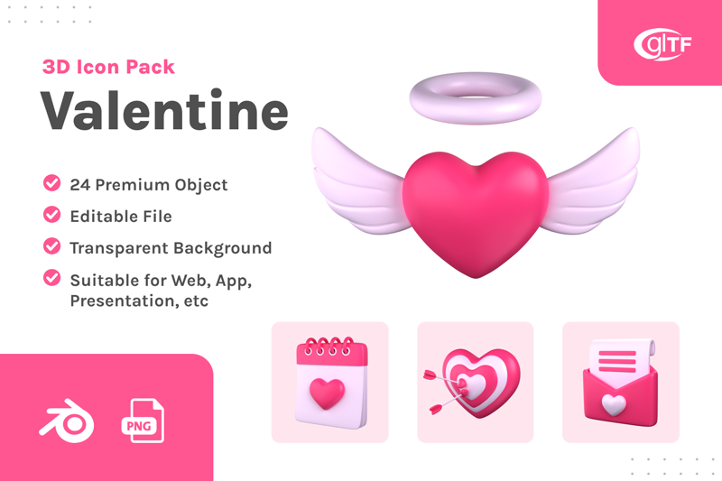 19 Valentín 3d pack of graphics and illustrations