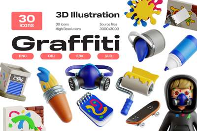 24 Graffiti 3d pack of graphics and illustrations