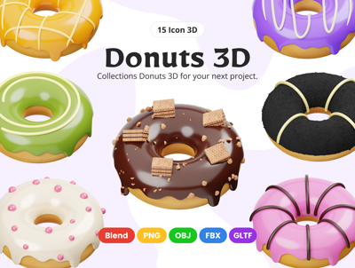 11 Donuts 3d pack of graphics and illustrations