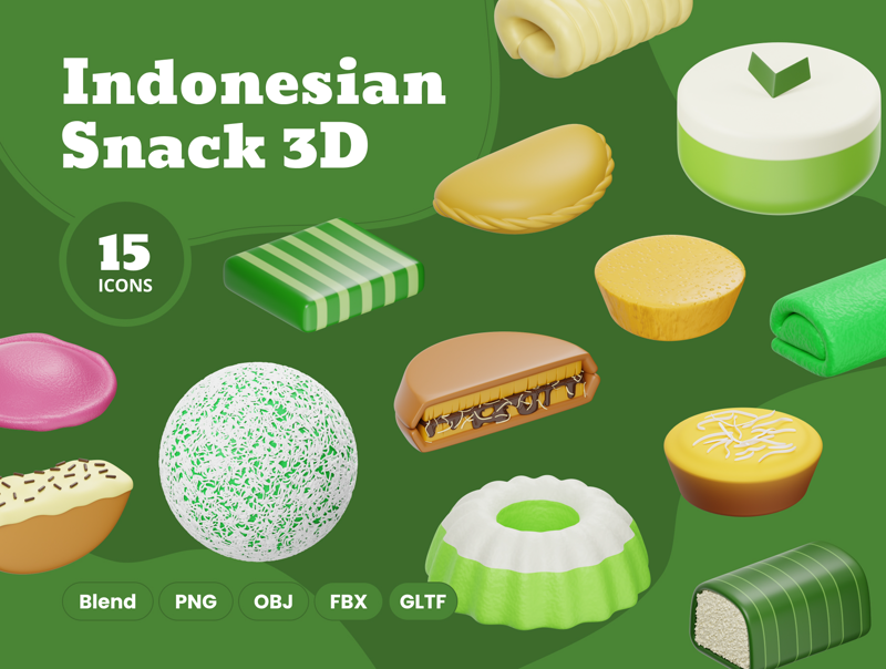 9 インドネシアのスナック 3d pack of graphics and illustrations