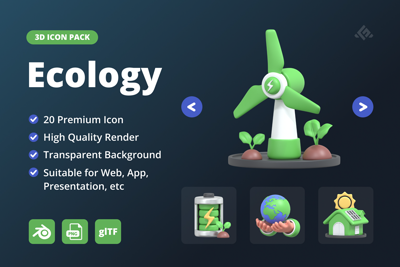 20 Ecología 3d pack of graphics and illustrations