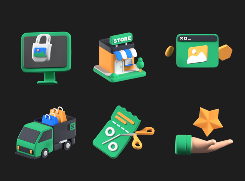 9 Commerce Platform Animated Icon Pack 3d pack of graphics and illustrations