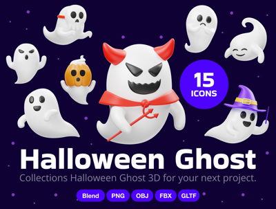 14 Fantasma de Halloween 3d pack of graphics and illustrations