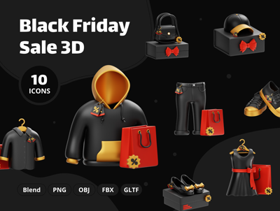 10 Rebajas Black Friday 3d pack of graphics and illustrations