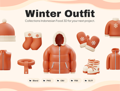 6 Winter-Outfit 3d pack of graphics and illustrations