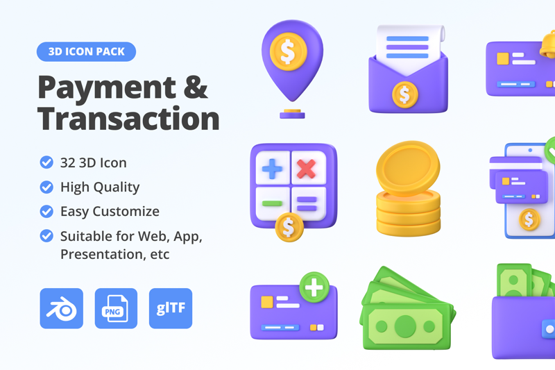 30 Payment & Transaction  3d pack of graphics and illustrations