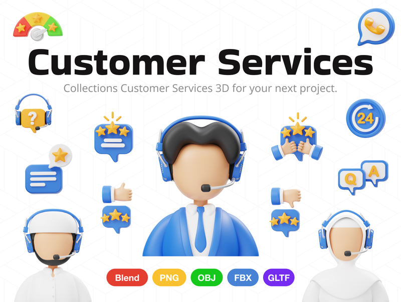 13 Customer Service  3d pack of graphics and illustrations