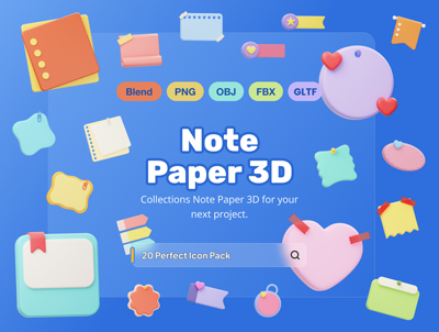 20 Note Paper 3d pack of graphics and illustrations