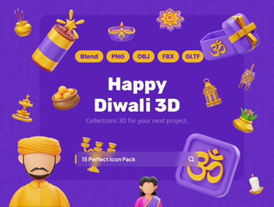 10 Feliz Diwali 3d pack of graphics and illustrations