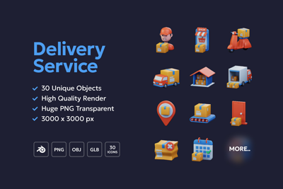 29 Delivery Service 3d pack of graphics and illustrations