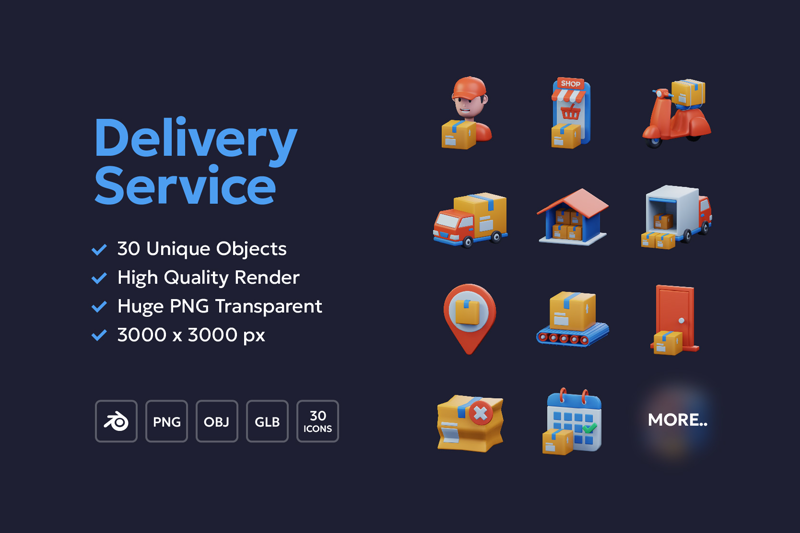 29 Delivery Service 3d pack of graphics and illustrations