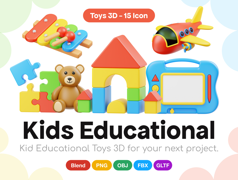 10 Kids Educational 3d pack of graphics and illustrations