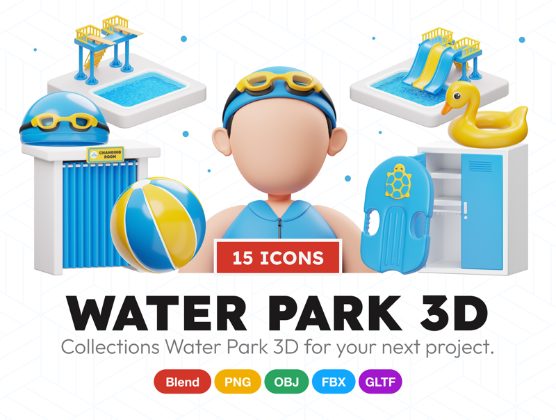 8 Parque acuático 3d pack of graphics and illustrations