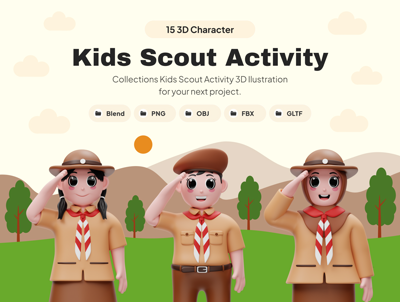 14 Kid Scout 3d pack of graphics and illustrations