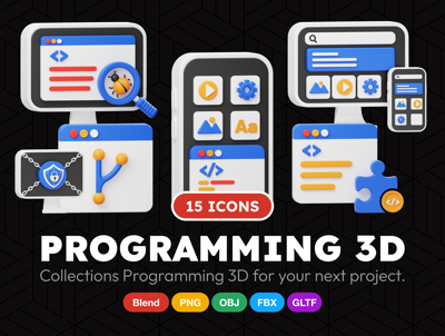 15 Programación 3d pack of graphics and illustrations