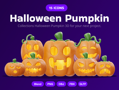 15 Abóbora de Halloween 3d pack of graphics and illustrations