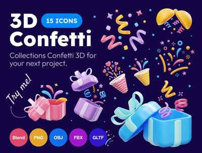 10 Konfetti 3d pack of graphics and illustrations