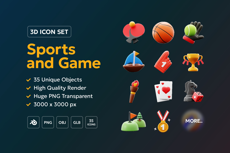 29 Deportes y juegos 3d pack of graphics and illustrations