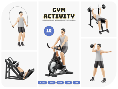 10 Gimnasio Actividad 3d pack of graphics and illustrations