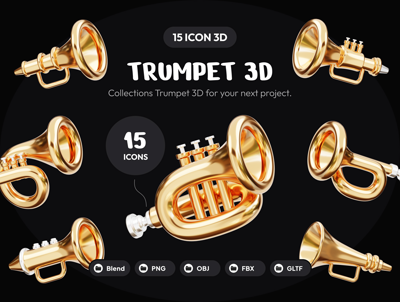 15 Trumpet 3d pack of graphics and illustrations