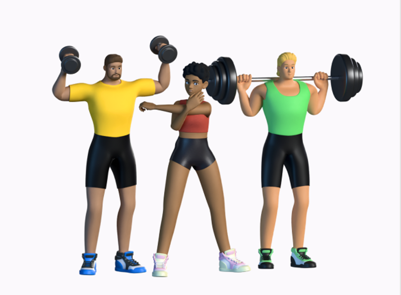 9 Gymer 3d pack of graphics and illustrations