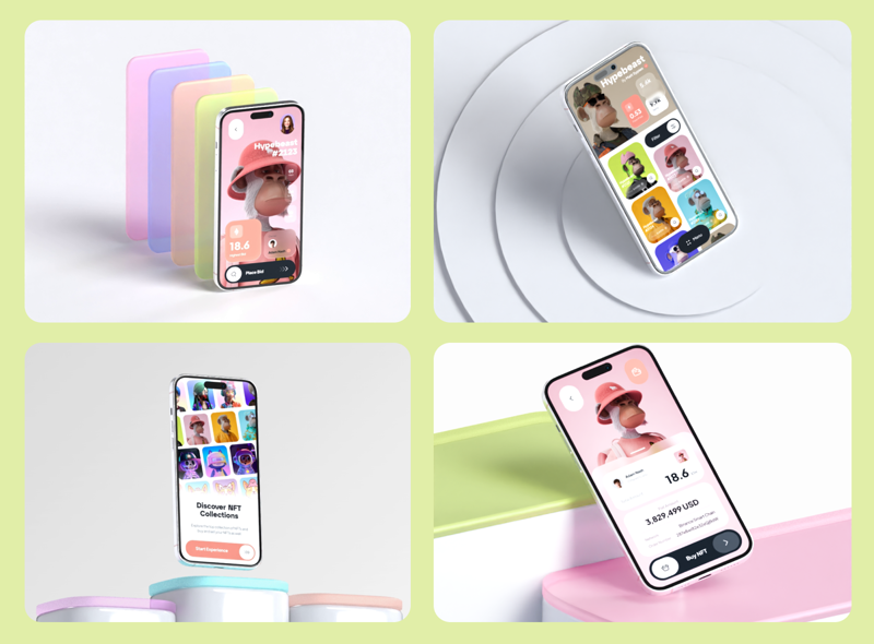 6 iPhone 15 Plus com tema de luz e vidro 3d pack of graphics and illustrations