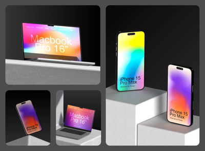 8 Pacote de mockups de dispositivos Apple 3d pack of graphics and illustrations