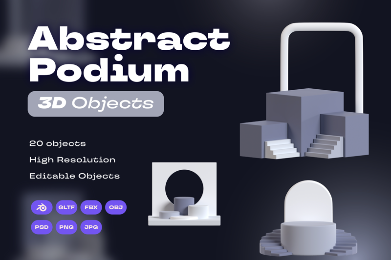 20 Abstract Podium 3d pack of graphics and illustrations