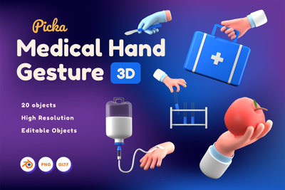 16 Gestos médicos com as mãos 3d pack of graphics and illustrations