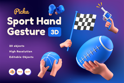 15 Sport Hand Gesture 3d pack of graphics and illustrations