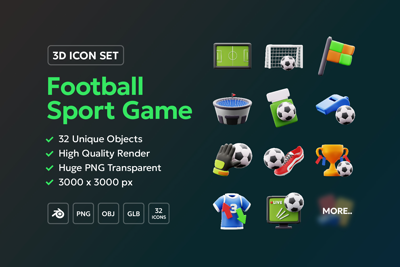 31 Juego deportivo de fútbol 3d pack of graphics and illustrations