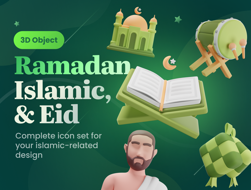 23 Ramadán islámico y Eid 3d pack of graphics and illustrations