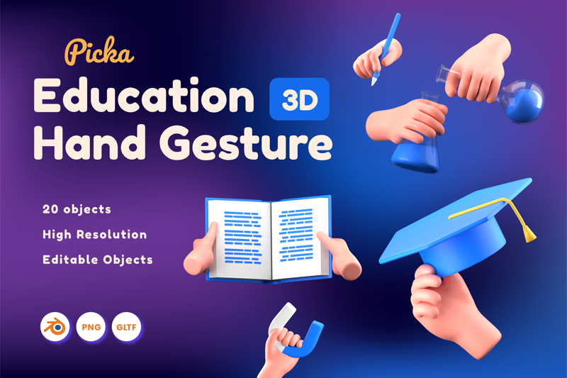 17 Educação Gesto com as mãos 3d pack of graphics and illustrations