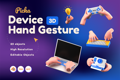 18 Devices Hand Gesture 3d pack of graphics and illustrations