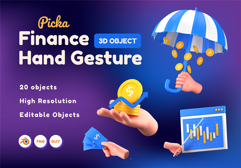 19 Finance Hand Gesture 3d pack of graphics and illustrations