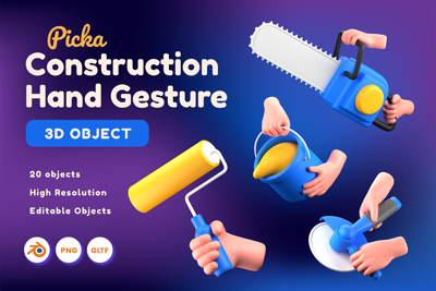 19 Construction Hand Gesture 3d pack of graphics and illustrations