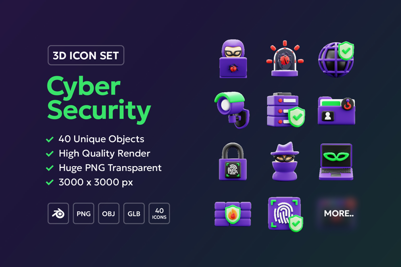 38  Cyber Security  3d pack of graphics and illustrations