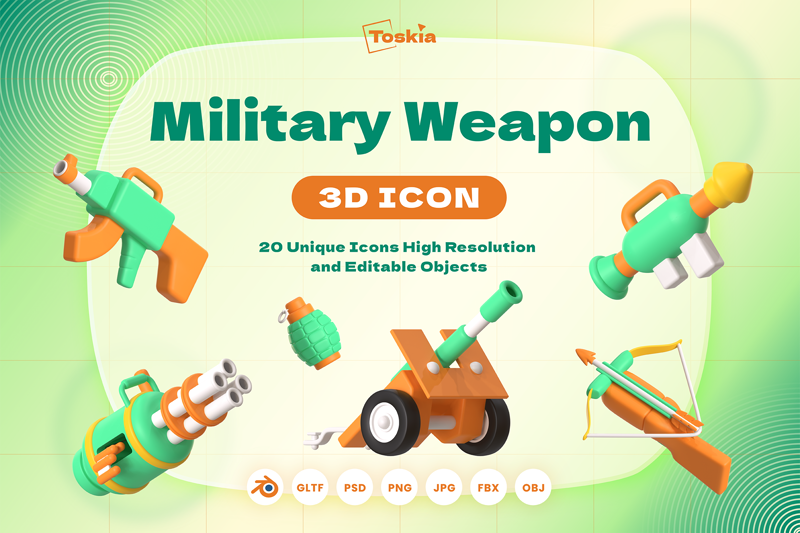 20 Arma militar 3d pack of graphics and illustrations