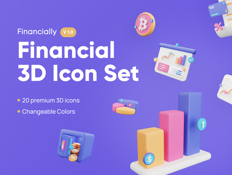 17 Financeiro 3d pack of graphics and illustrations