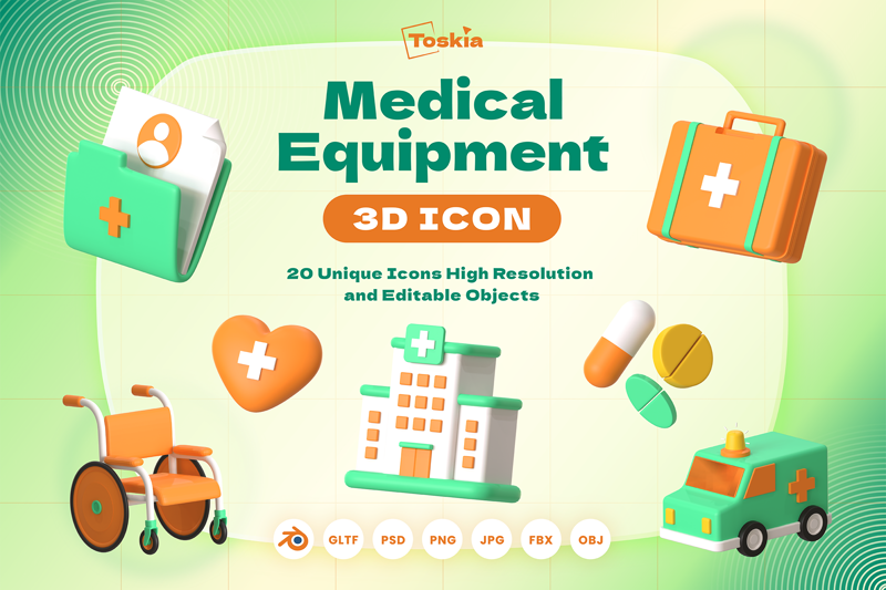 17 Medical Equipment 3d pack of graphics and illustrations