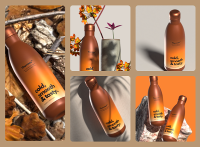 4 Maquetas de botellas de acero inoxidable 3d pack of graphics and illustrations