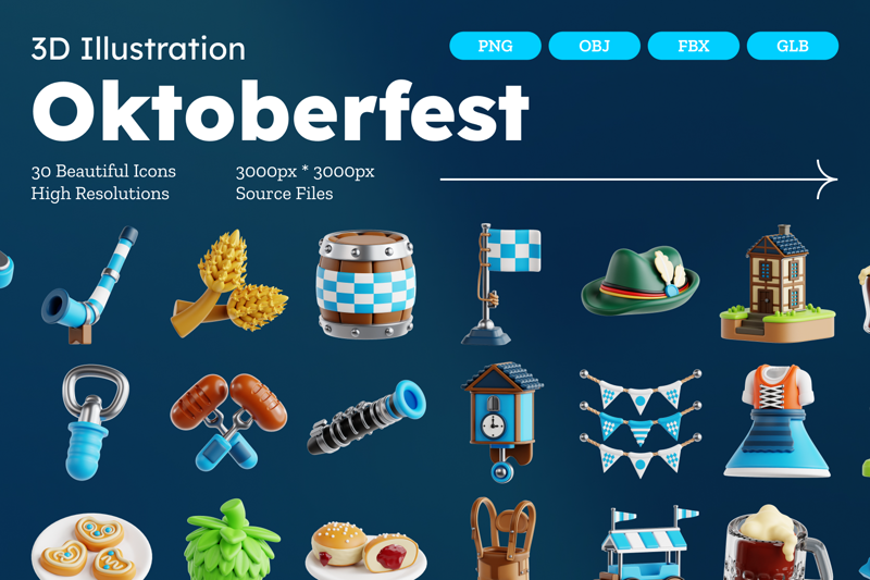 21 Oktoberfest 3d pack of graphics and illustrations