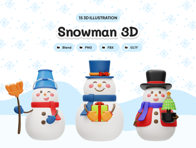 15 Snowman  3d pack of graphics and illustrations