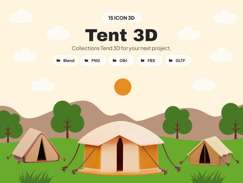 15 텐트 3d pack of graphics and illustrations