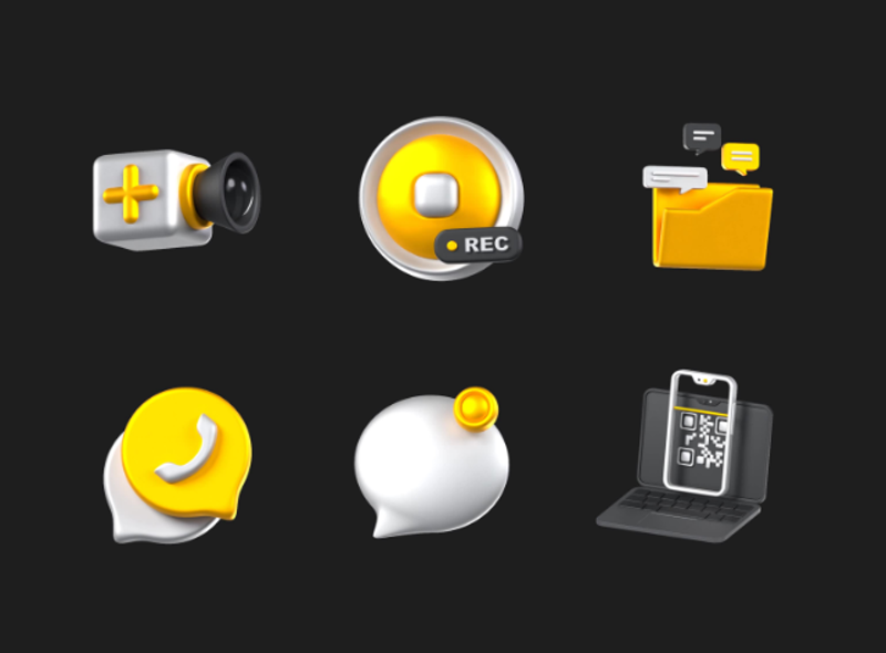 9 Paquete de iconos animados para aplicaciones de mensajería 3d pack of graphics and illustrations