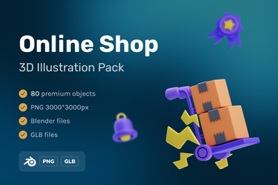 80  Online Geschäft 3d pack of graphics and illustrations